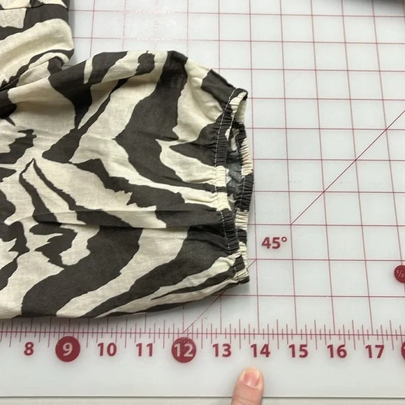 HALARA NWT Boho Beach Zebra Puff SLV Tie Back Square Neck Brown/Tan Crop Top XL - Picture 13 of 16